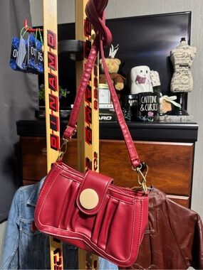2PC Red Purses! Vintage Red Faux Leather Shoulder Bag & Nine West Red purse!